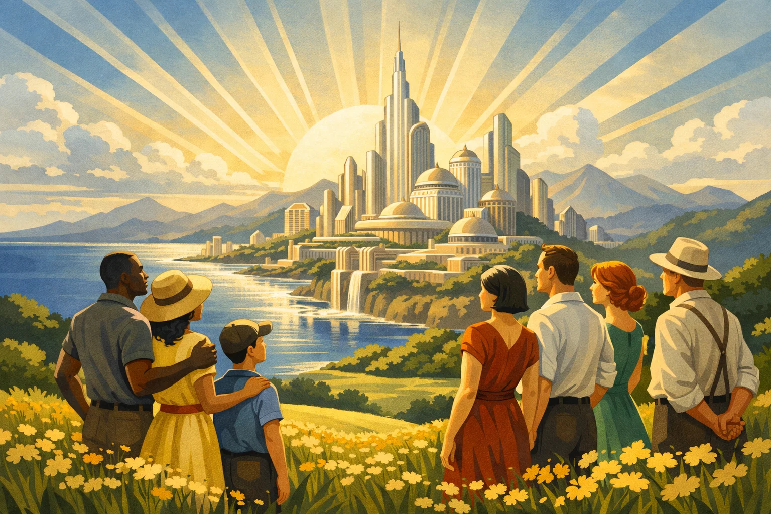 Futuristic city skyline